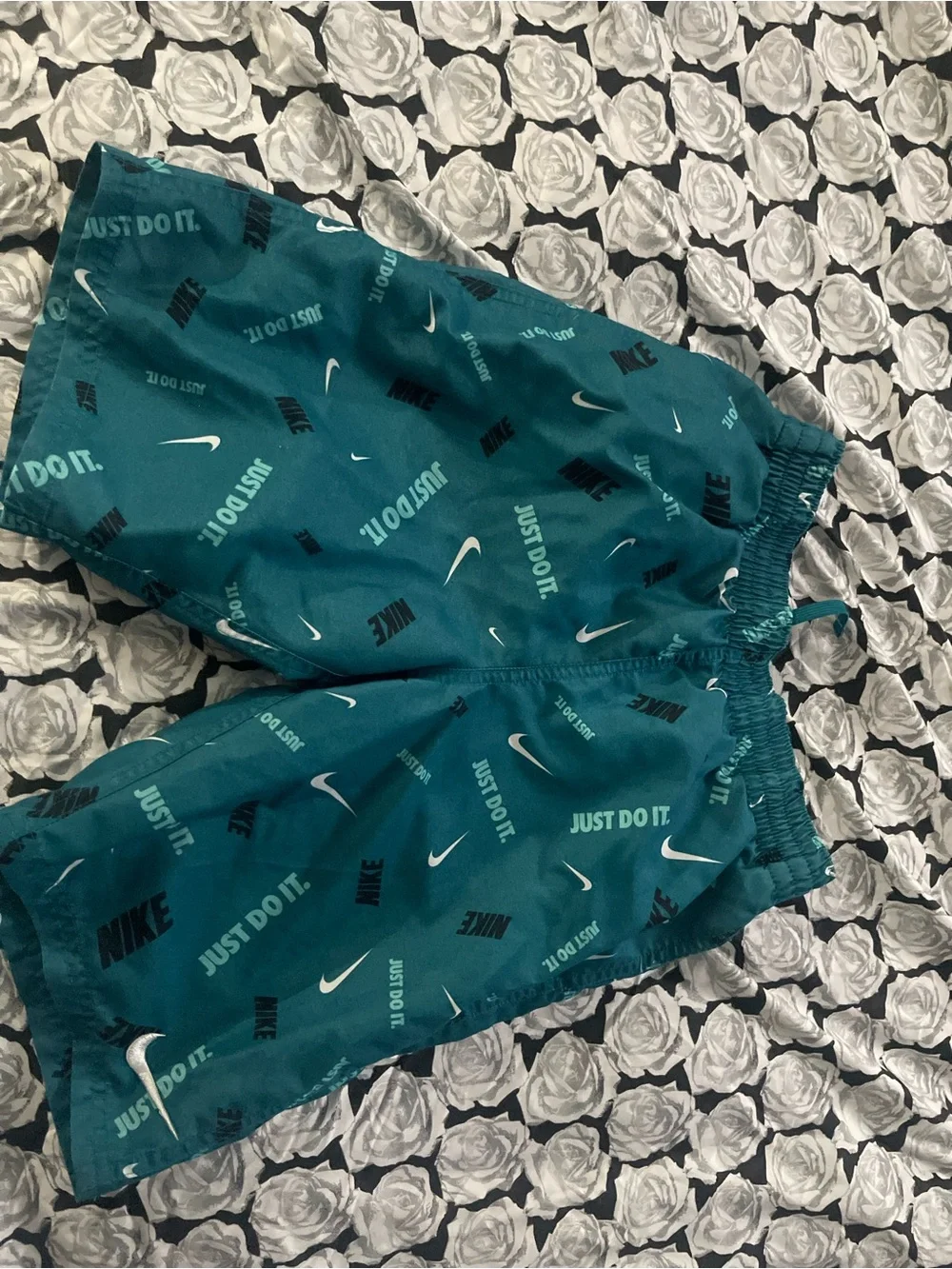 Nike Teal Green Boys' Swim Trunks with White Swoosh